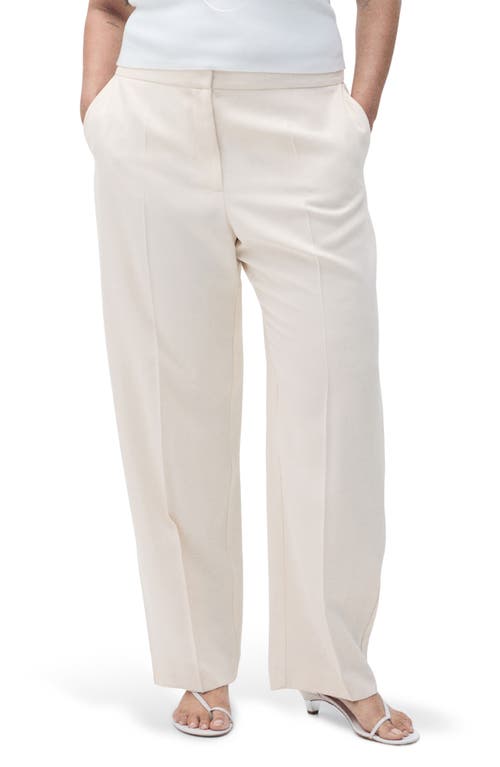 Mango Tempo Straight Leg Pants In Ecru