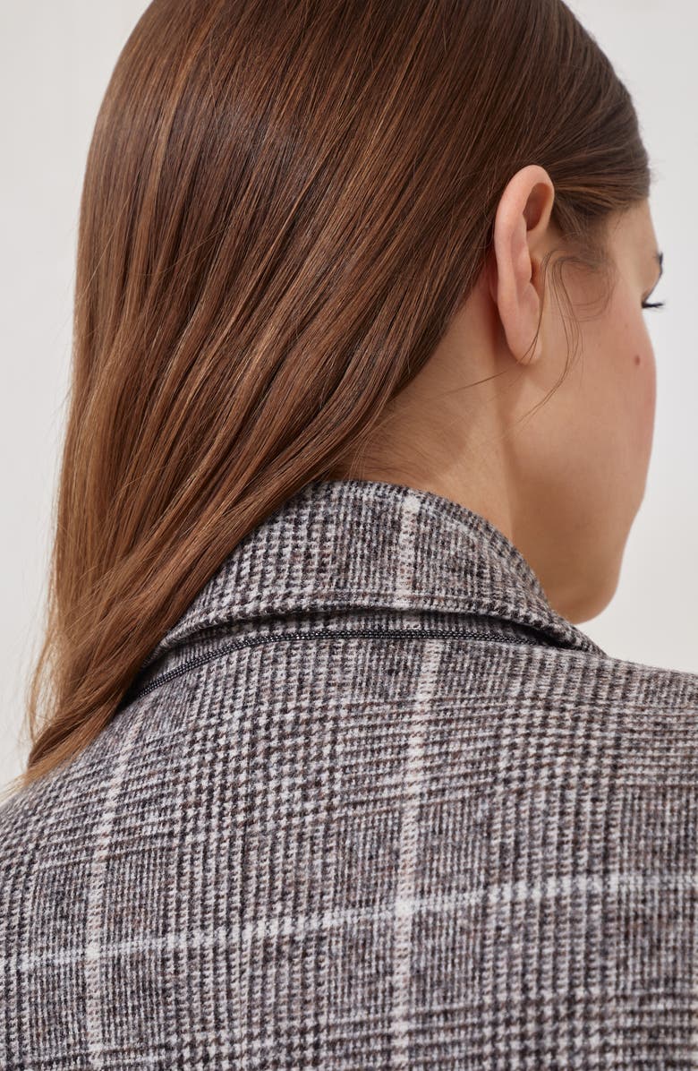 Brunello Cucinelli Prince of Wales blazer, Alternate, color, Brown