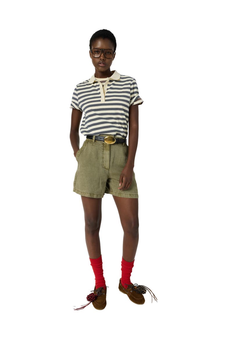 Marcie Polo Striped Shirt, Alternate, color, Navy Blue