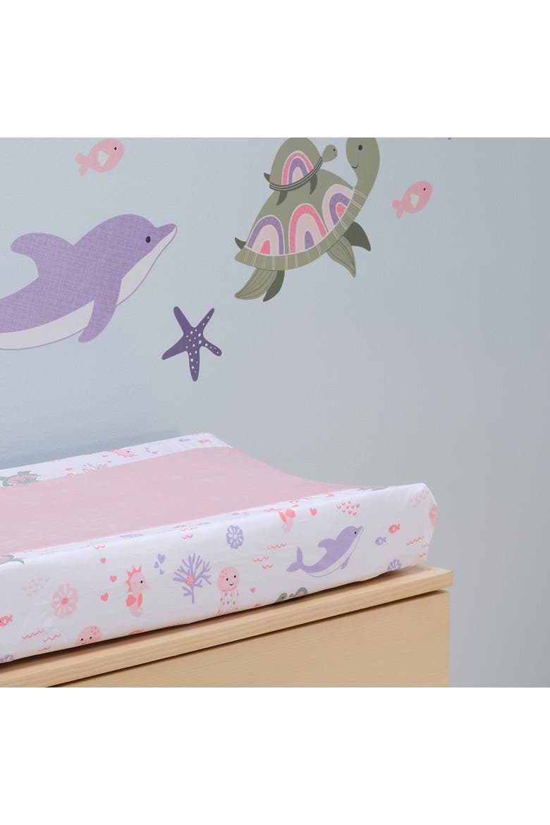 Sea Dreams Changing Pad Cover, Alternate, color, Pink