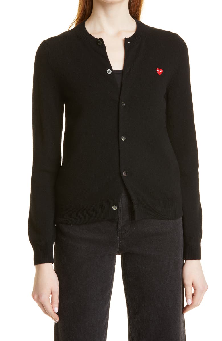 Comme des Garçons PLAY Heart Wool Cardigan, Main, color,