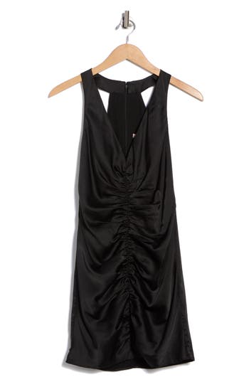 Hutch Ruched Front Sequin Minidress In Black