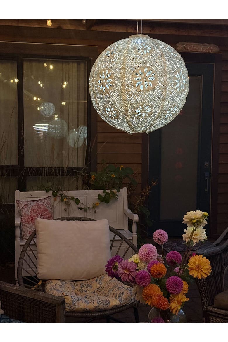 Stella Luxe Globe Boho LED Lantern, Alternate, color, Pearl