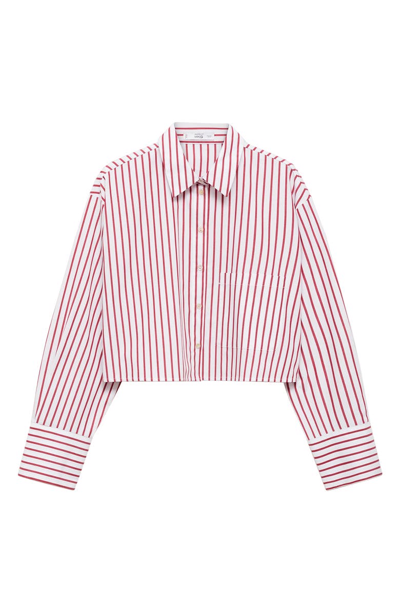 MANGO Stripe Crop Button-Up Shirt, Alternate, color,