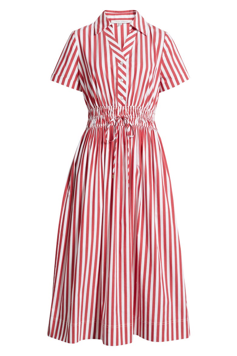 Stripe Cotton Blend Shirtdress, Alternate, color, RED MULTI
