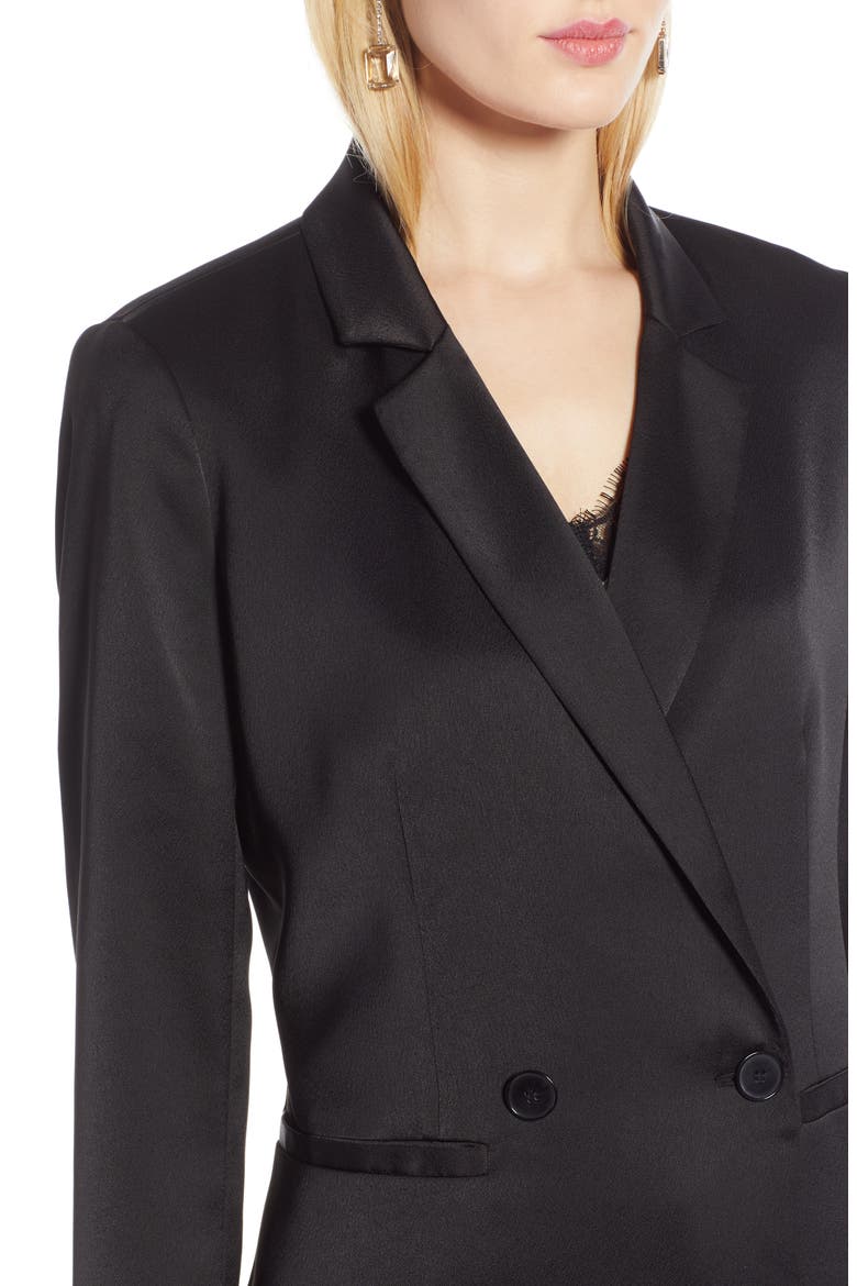 Satin Blazer, Alternate, color, BLACK