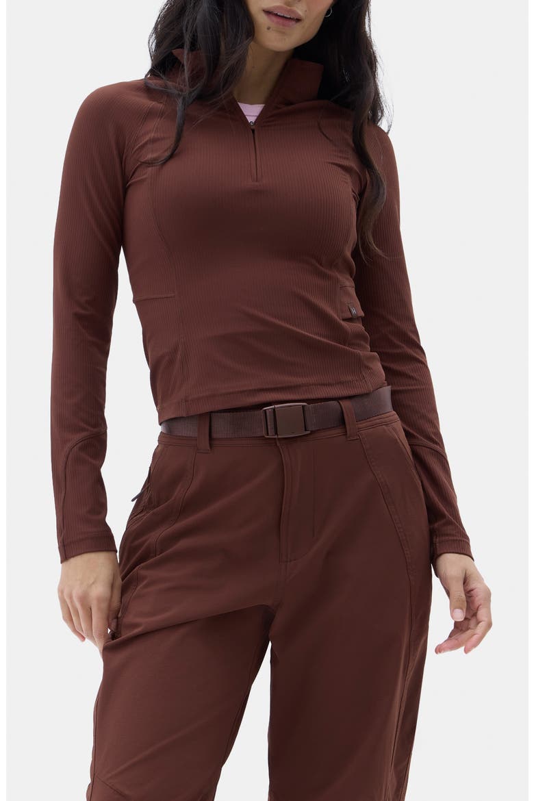 Julie Quarter Zip Top, Main, color, BRUNETTE/ JAVA