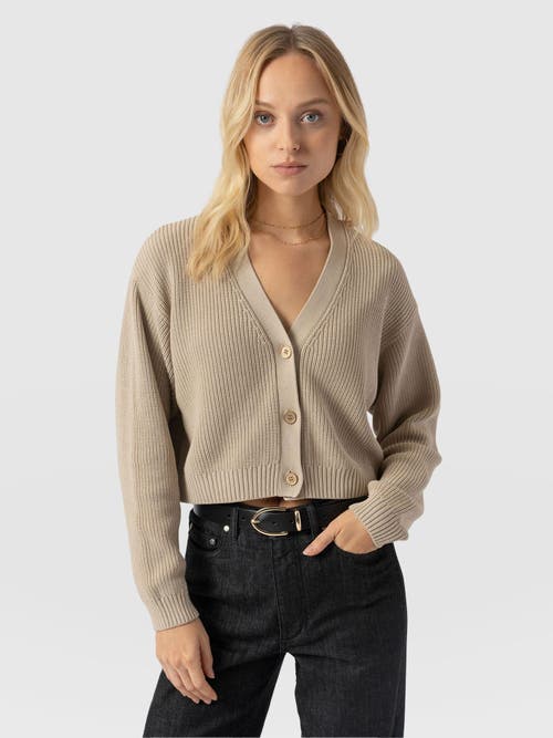 Saint + Sofia Soho Crop Cardigan In Sand