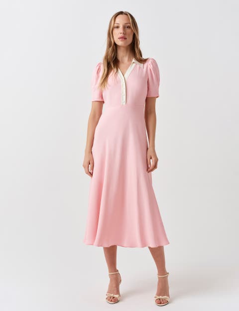 Elodie Contrast Collar Midi Dress
