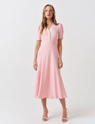 Ghost London Elodie Contrast Collar Midi Dress