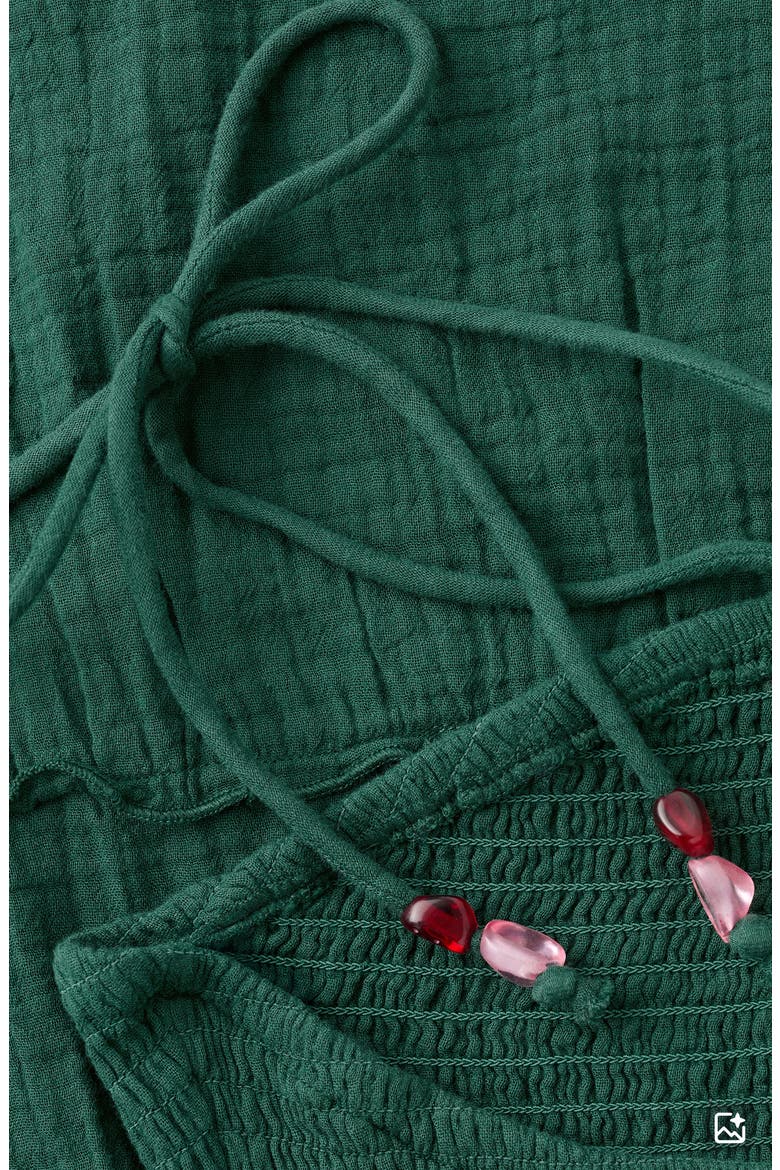 Smocked Cotton Gauze Halter Dress, Alternate, color, GREEN