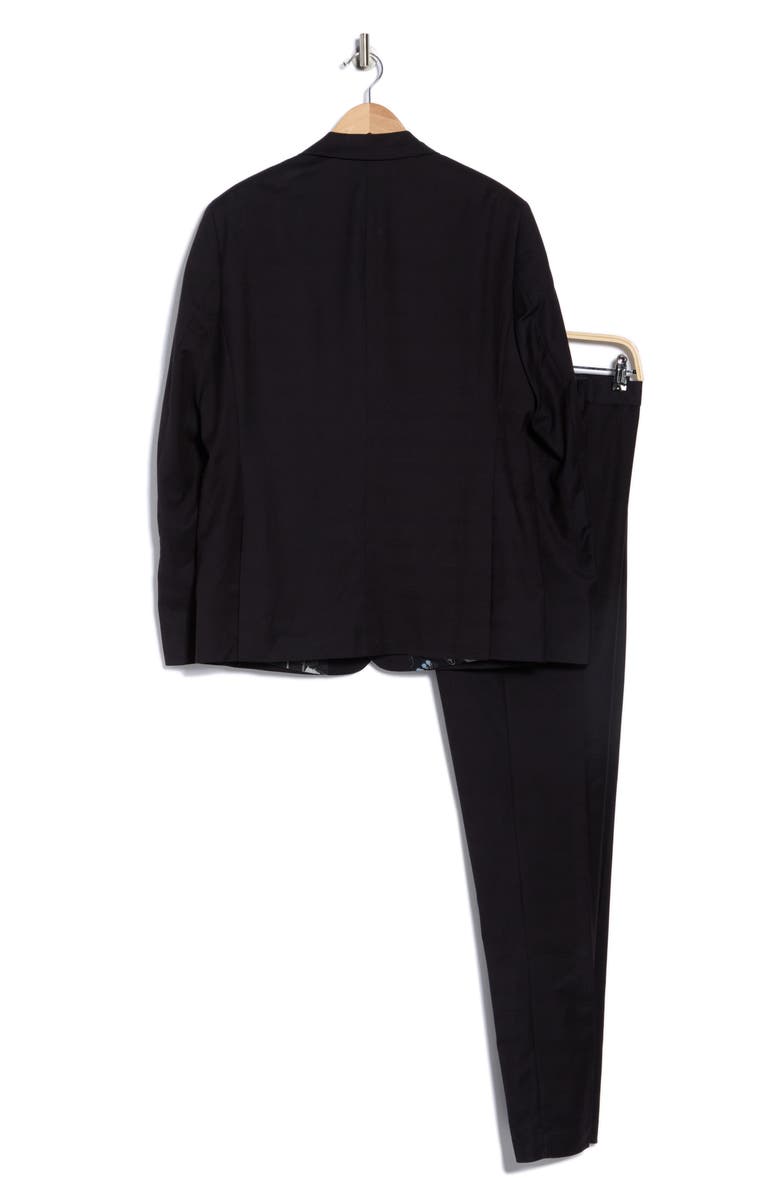 SOUL OF LONDON Tonal Plaid Notch Lapel Suit, Alternate, color, Black/Noir