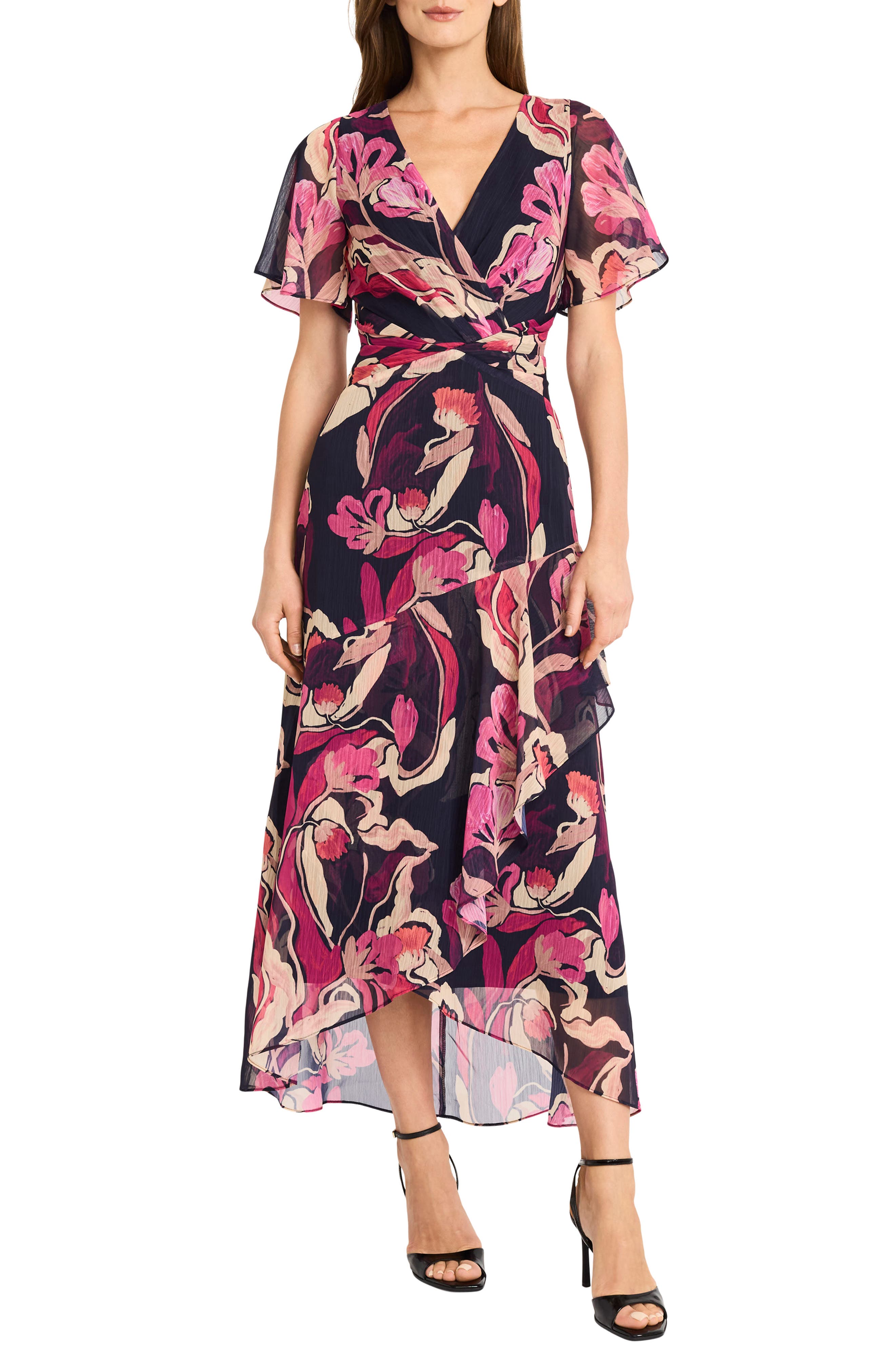 Maggy London Printed Chiffon Maxi Dress