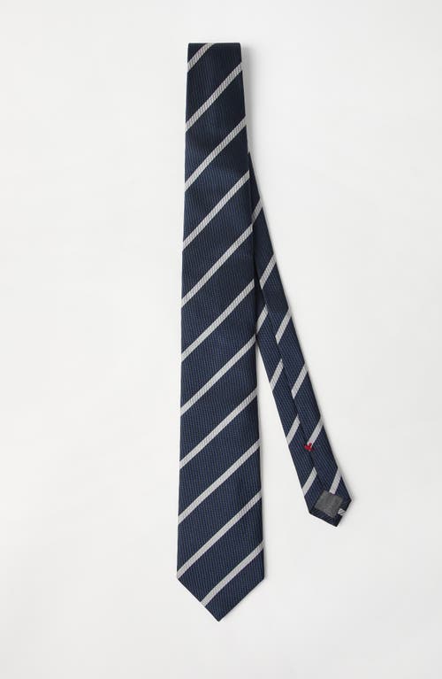 Brunello Cucinelli Striped Silk Necktie In Blue