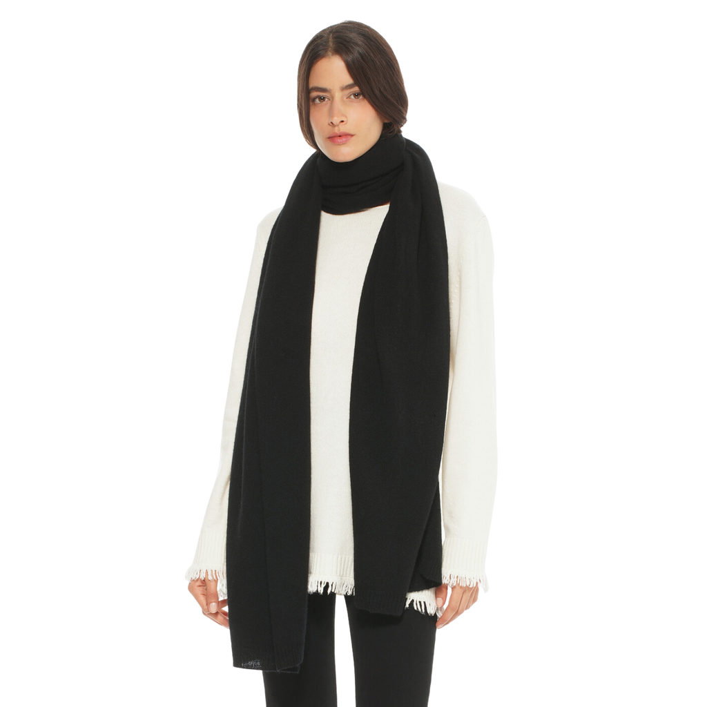 Monticelli Cashmere Pure Cashmere Maxi Wide Scarf In Black