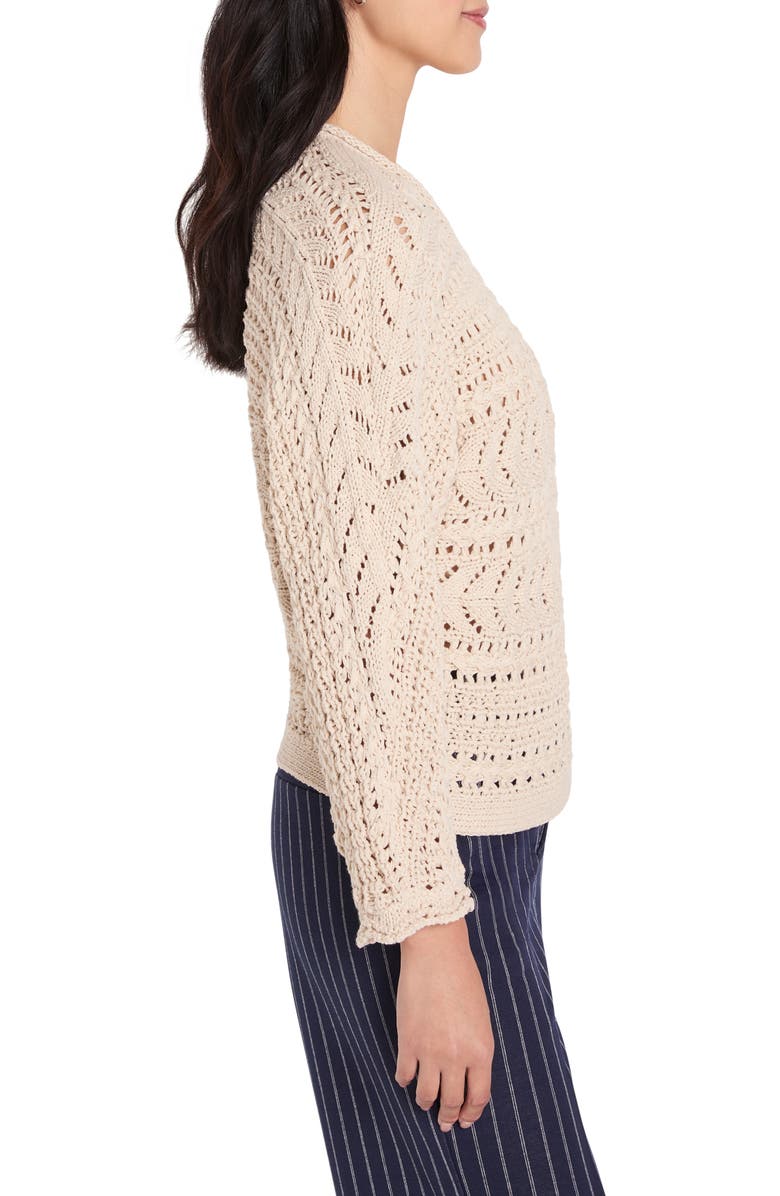 NIC+ZOE Openwork Sweater, Alternate, color, Pale Sisal