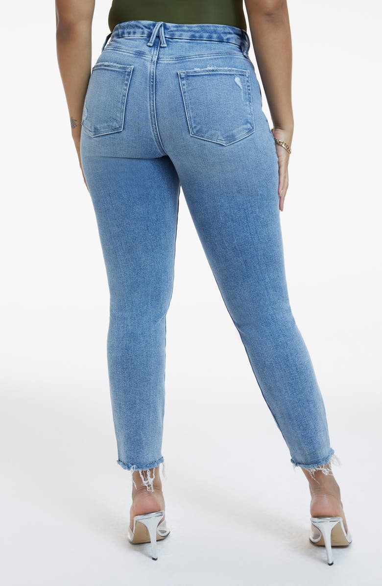 Good American Good Leg Curtain Hem Straight Leg Jeans, Alternate, color,