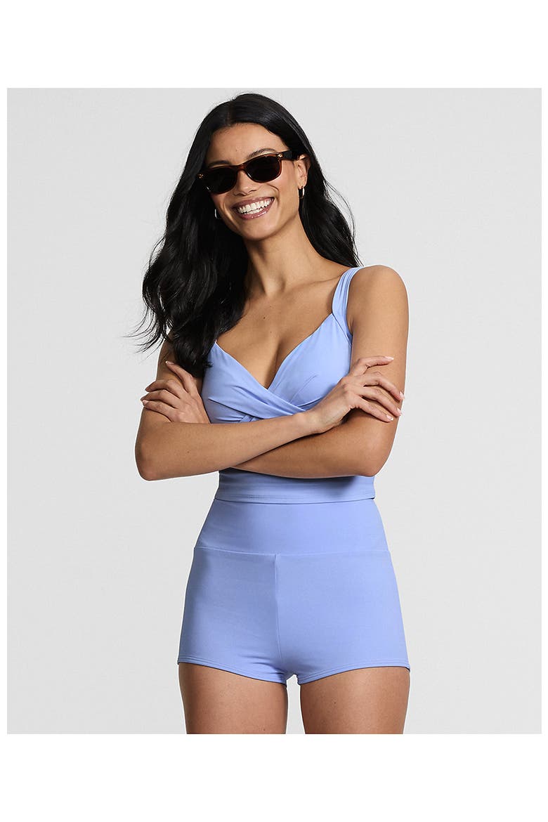 Tugless High Waisted Swim Boy Shorts, Alternate, color, Soft Cloud Blue