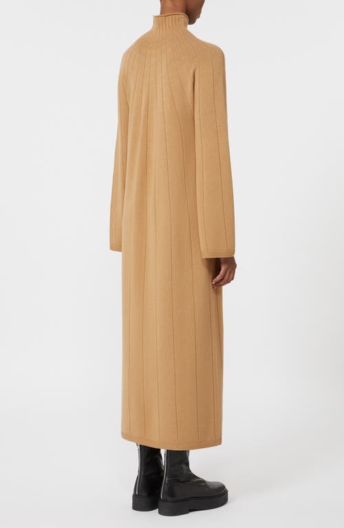 Mm By Max Mara Cile Long Sleeve Wool Dress In Brown