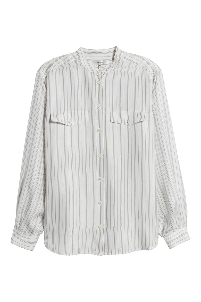 Femme Stripe Silk Button-Up Shirt, Alternate, color, CREAM MULTI