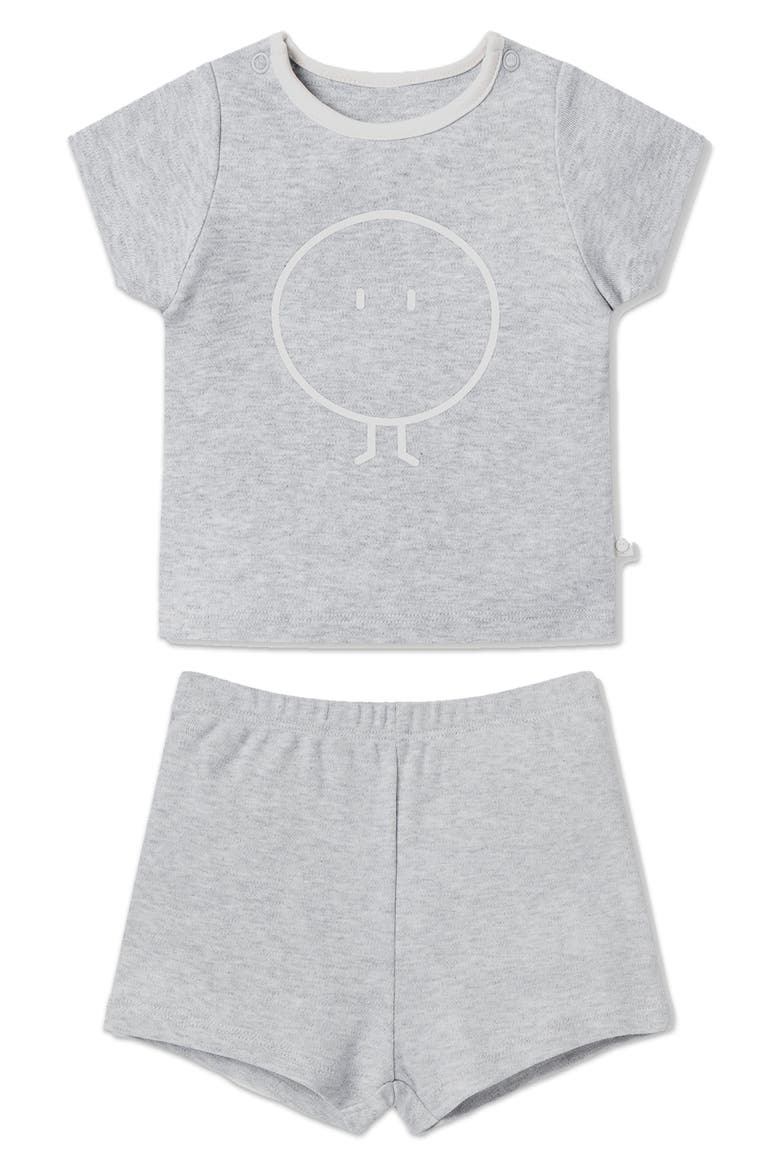 Snoozy Fitted Two-Piece Graphic Short Pajamas, Main, color, GREY MARL