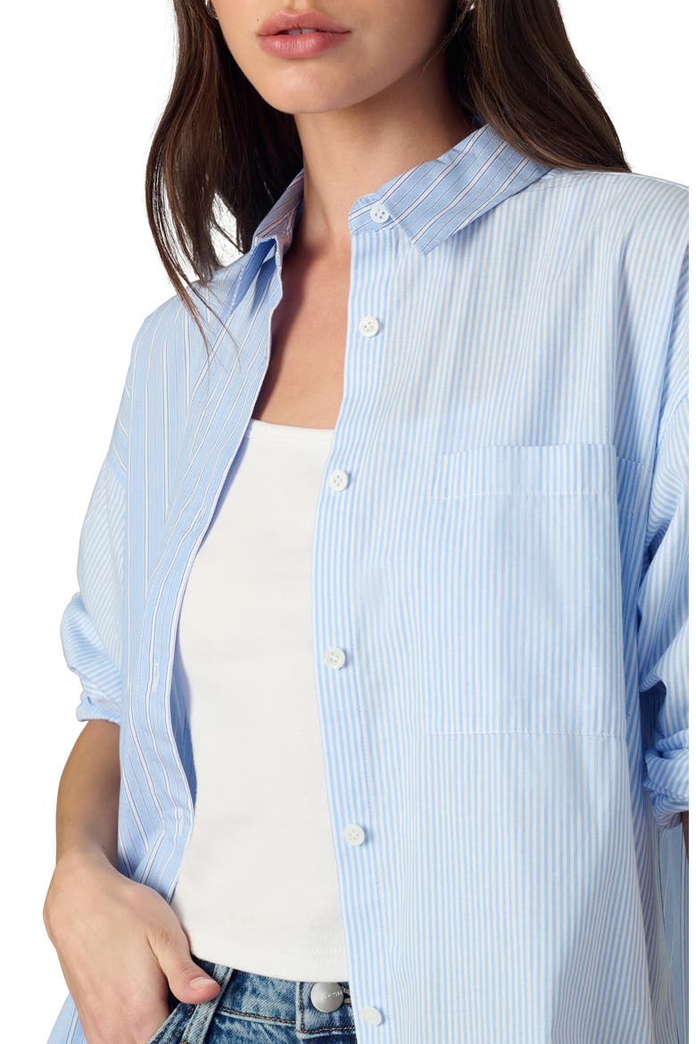 Relaxed Fit Stripe Button-Down Shirt, Alternate, color, BLUE/ WHITE STRIPE