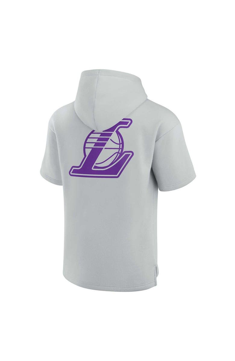 Fanatics Signature Unisex Fanatics Signature Gray Los Angeles Lakers Elements Super Soft Fleece Short Sleeve Pullover Hoodie, Alternate, color, 
