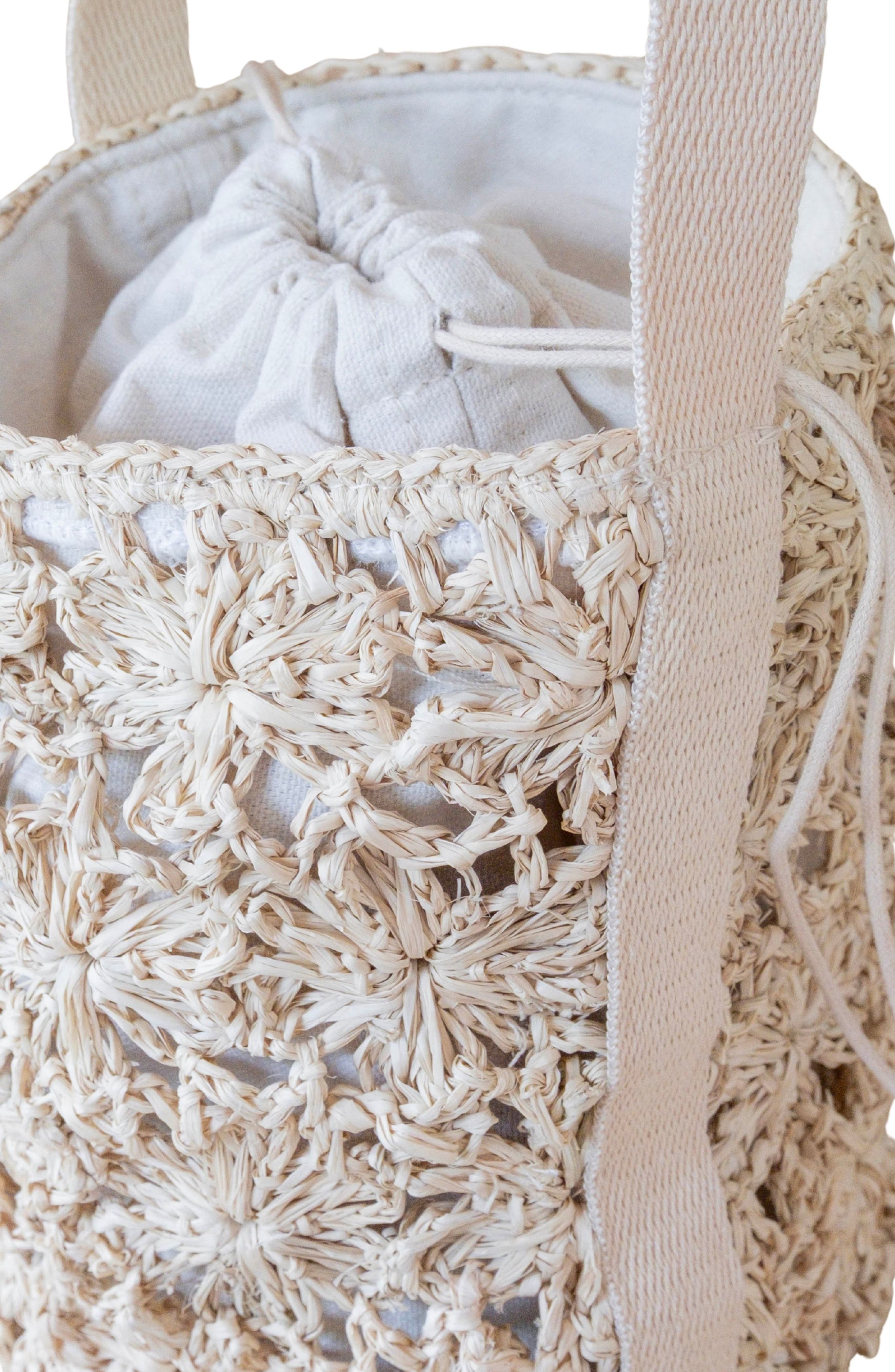 LIKHA Raffia Floral Weave Bucket Bag, Alternate, color, 