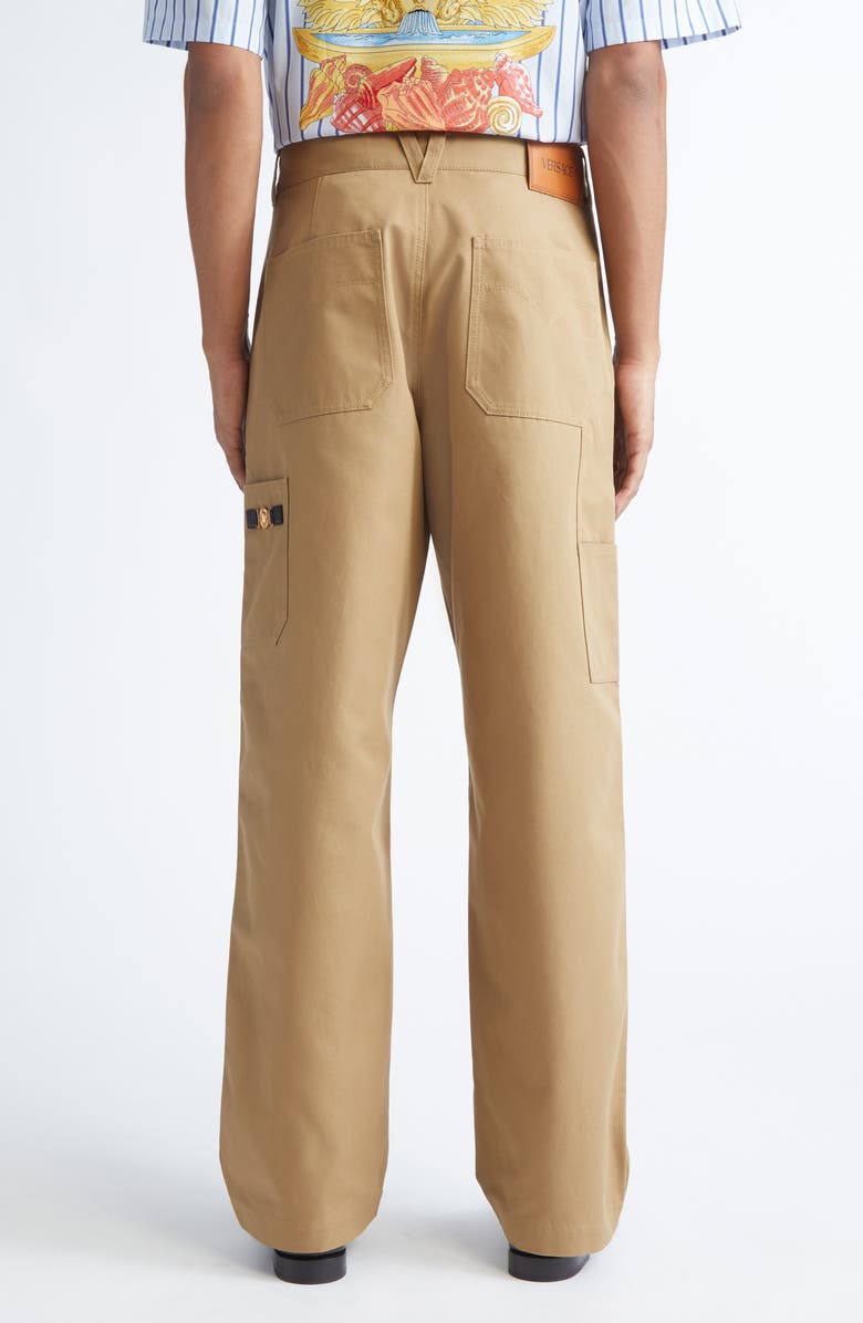 Versace Cotton Canvas Pants, Alternate, color, Dark Sand