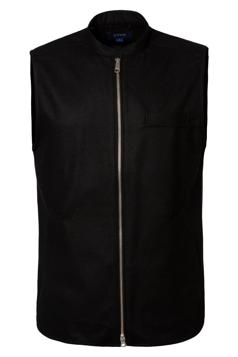 Zip-Up Wool & Cashmere Twill Vest, Alternate, color, BLACK