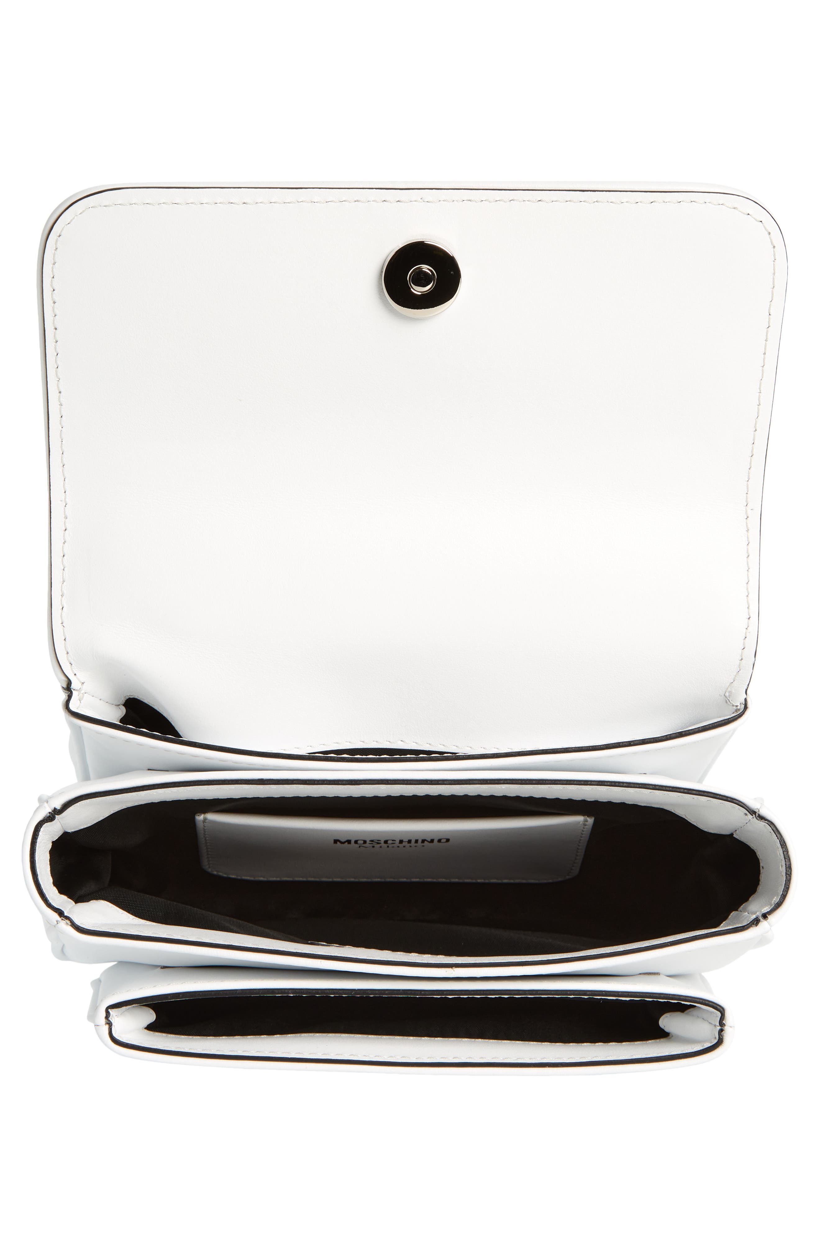 Moschino Knotted Strap Leather Shoulder Bag, Alternate, color, 