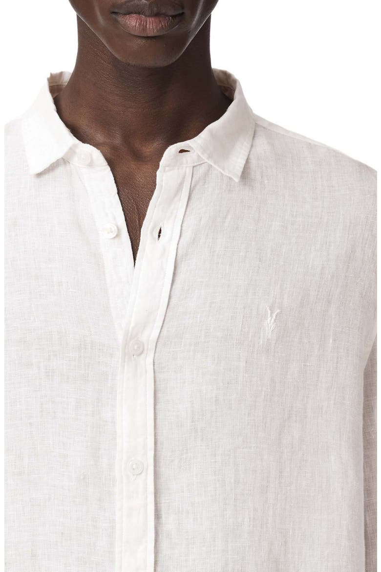 Loom Linen Button-Up Shirt, Alternate, color, WHITE