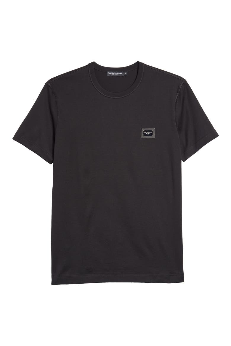 Logo Plate Crewneck Cotton T-Shirt, Alternate, color, BLACK
