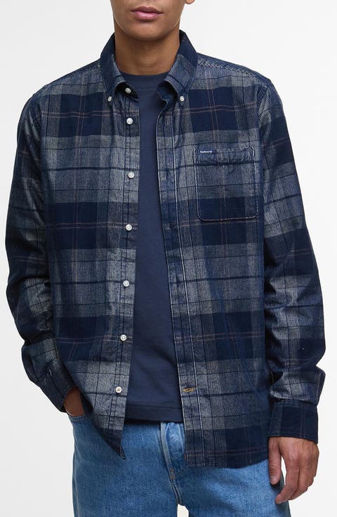 Blair Tailored Fit Plaid Cotton Corduroy Button-Down Shirt