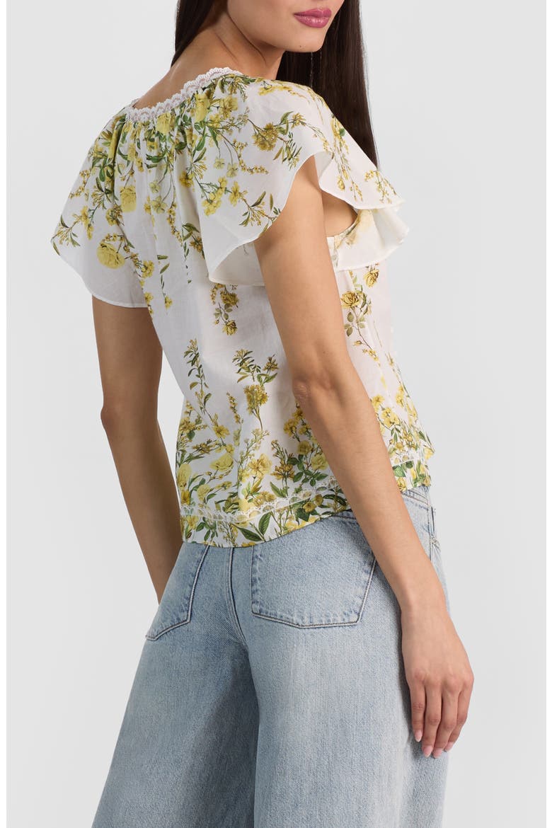 Odette Flutter Sleeve Top, Alternate, color, FRESH AIR BUTTER