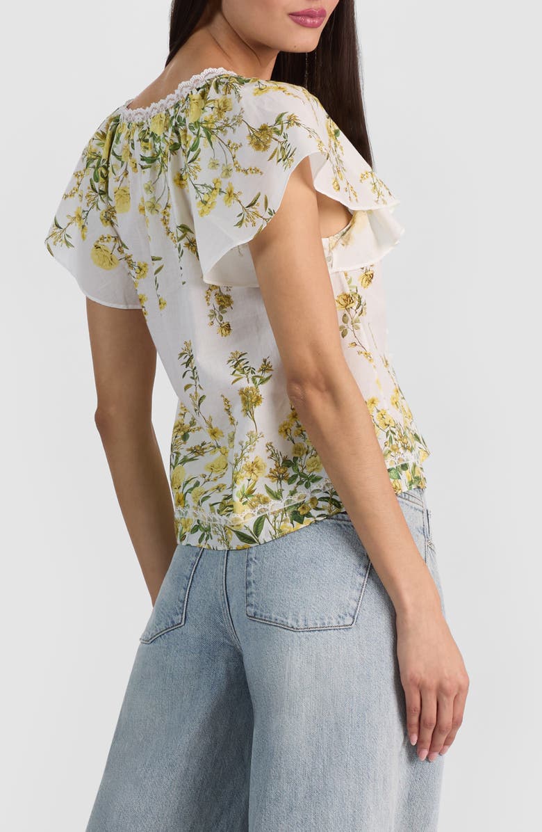 Alice + Olivia Odette Flutter Sleeve Top, Alternate, color, Fresh Air Butter