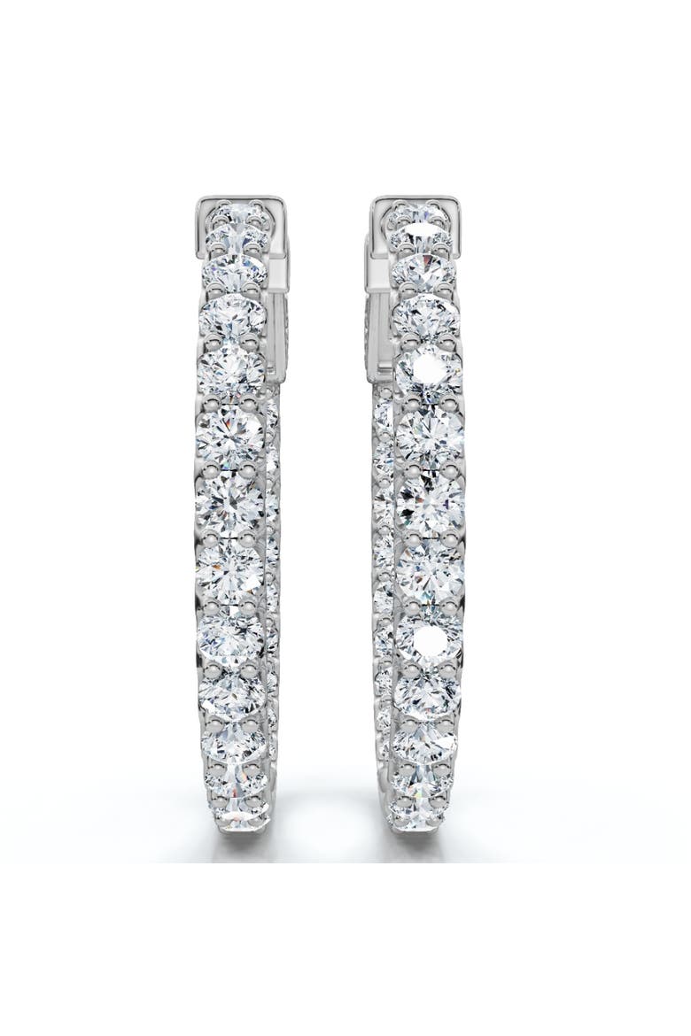 3Ct Diamond Hoops Women's Lab Grown Earrings 10K Gold 1 1/4" Tall, Alternate, color, 10K White Gold