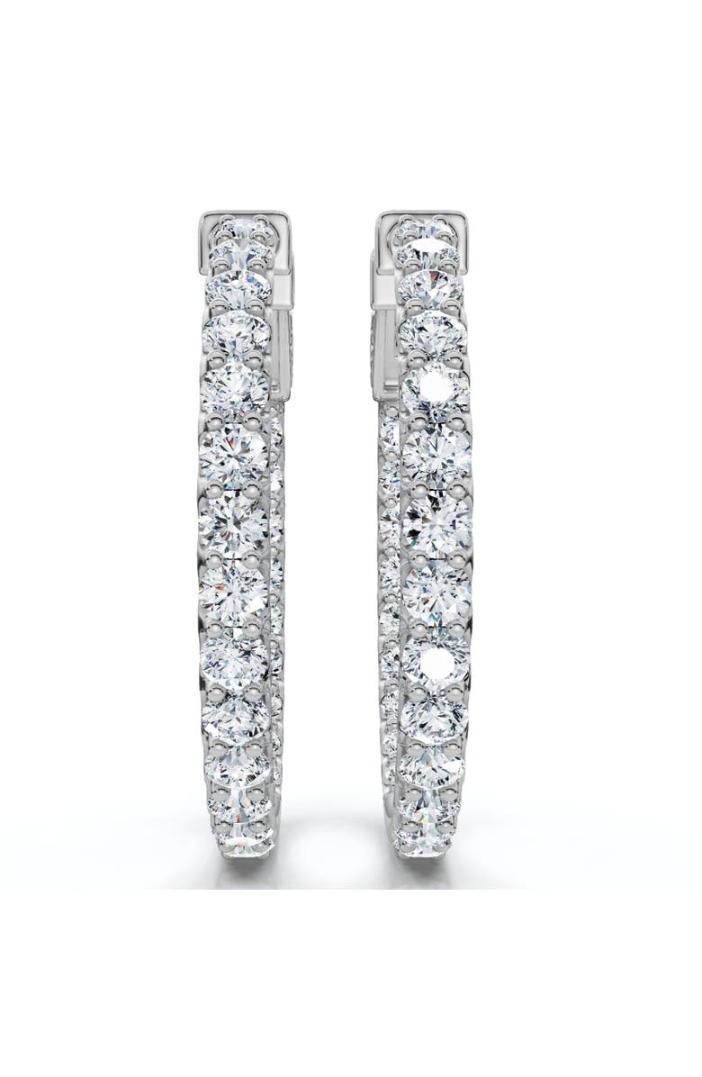 Bliss Diamond 3Ct Diamond Hoops Women's Lab Grown Earrings 10K Gold 1 1/4" Tall, Alternate, color, 10K White Gold