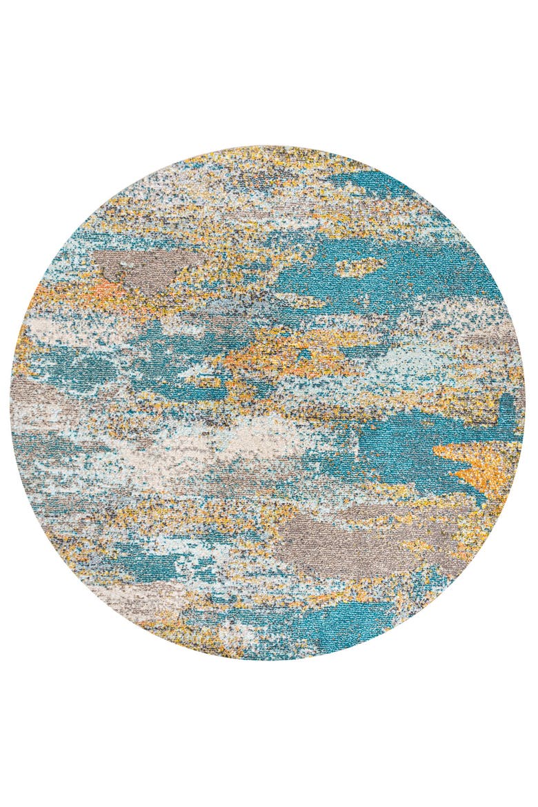Contemporary POP Modern Abstract Vintage Waterfall Area Rug, Alternate, color, Blue/Brown/Orange
