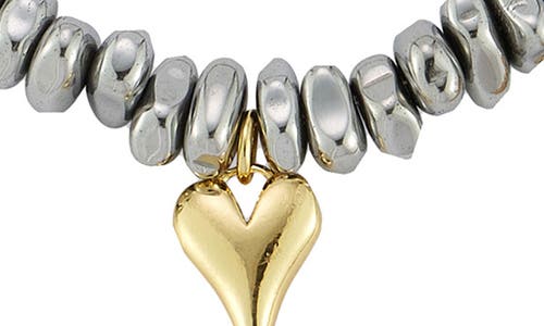 Chloe & Madison Chloe And Madison Beaded Heart Pendant Necklace In Two Tone