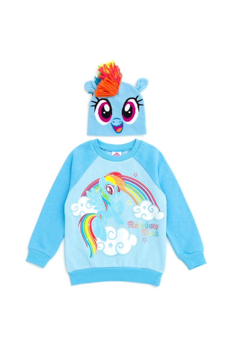 Rainbow Dash Cosplay Fleece 2-Piece Sweatshirt and Hat Set, Main, color, Blue Rainbow Dash