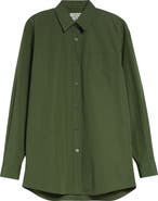 Lafayette 148 New York Oversize Organic Cotton Poplin Boyfriend Shirt
