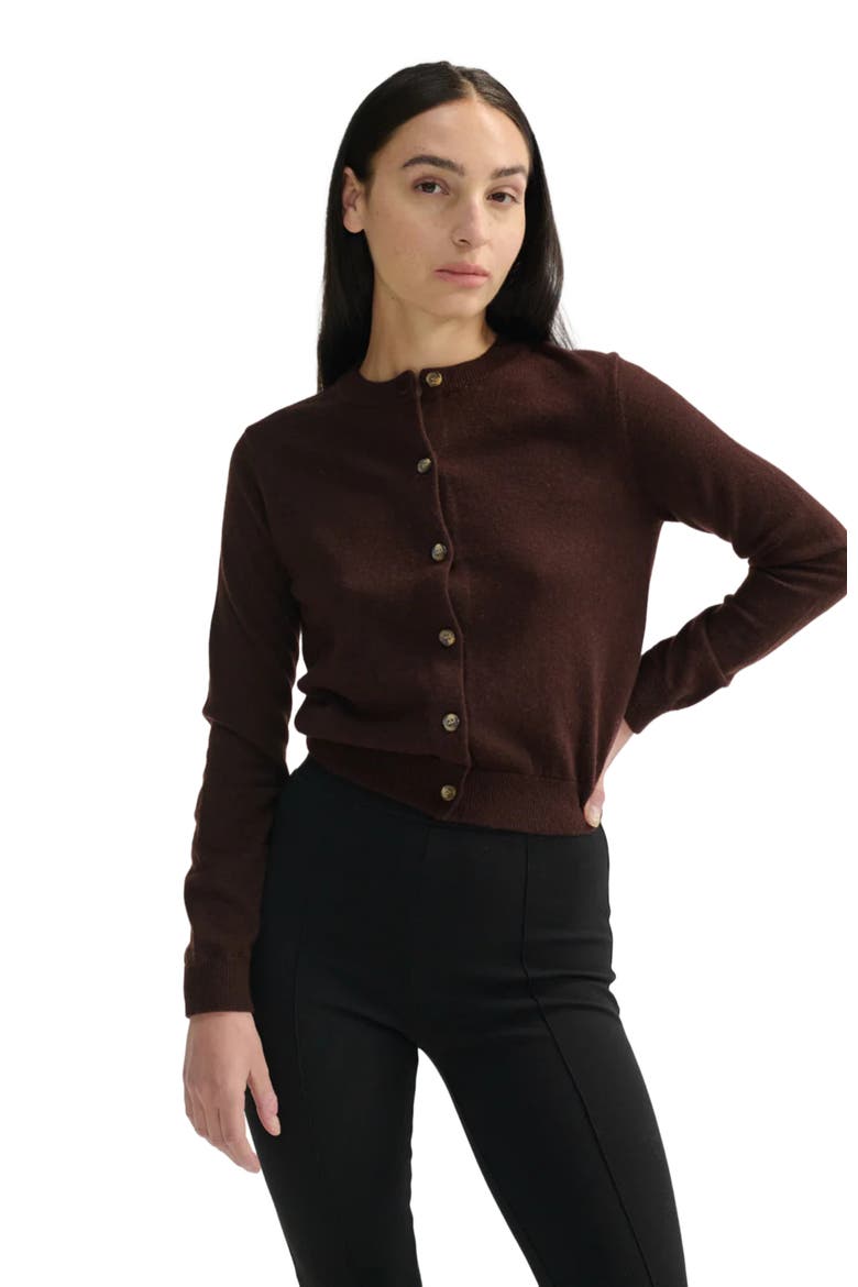 Classic Crew Wool Cardigan, Alternate, color, Dark Espresso