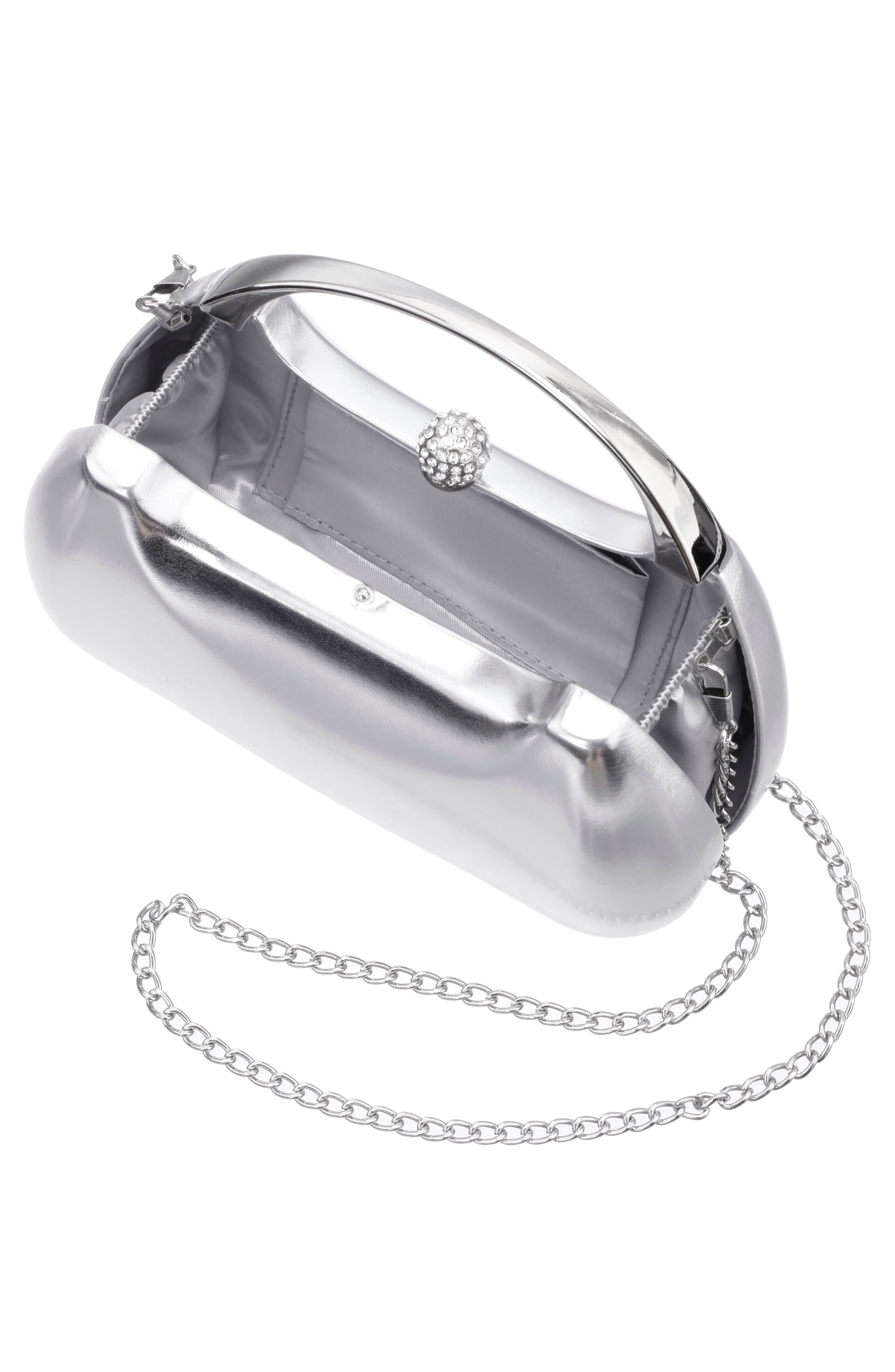 Nina Minaudière Top Handle Bag, Alternate, color, Silver