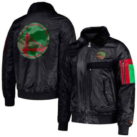 Men's Starter x Ty Mopkins Black Golden State Warriors Black History Month Satin Full-Zip Jacket