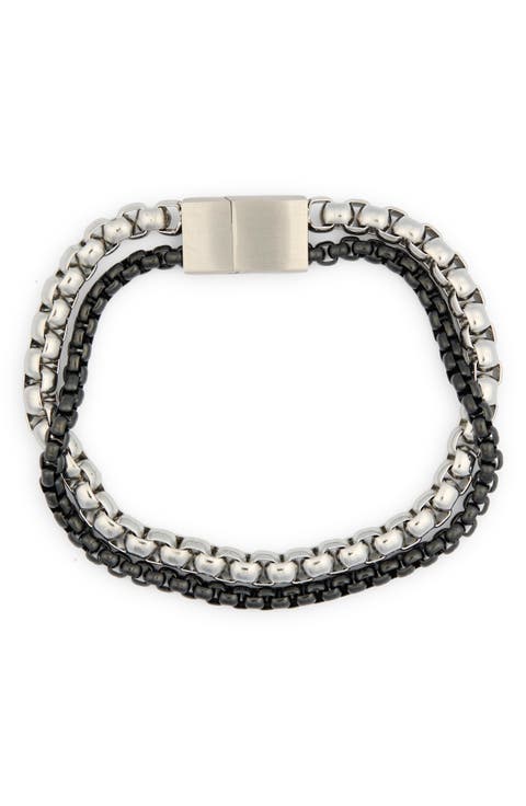 Men's Two-Tone Layered Box Chain Bracelet