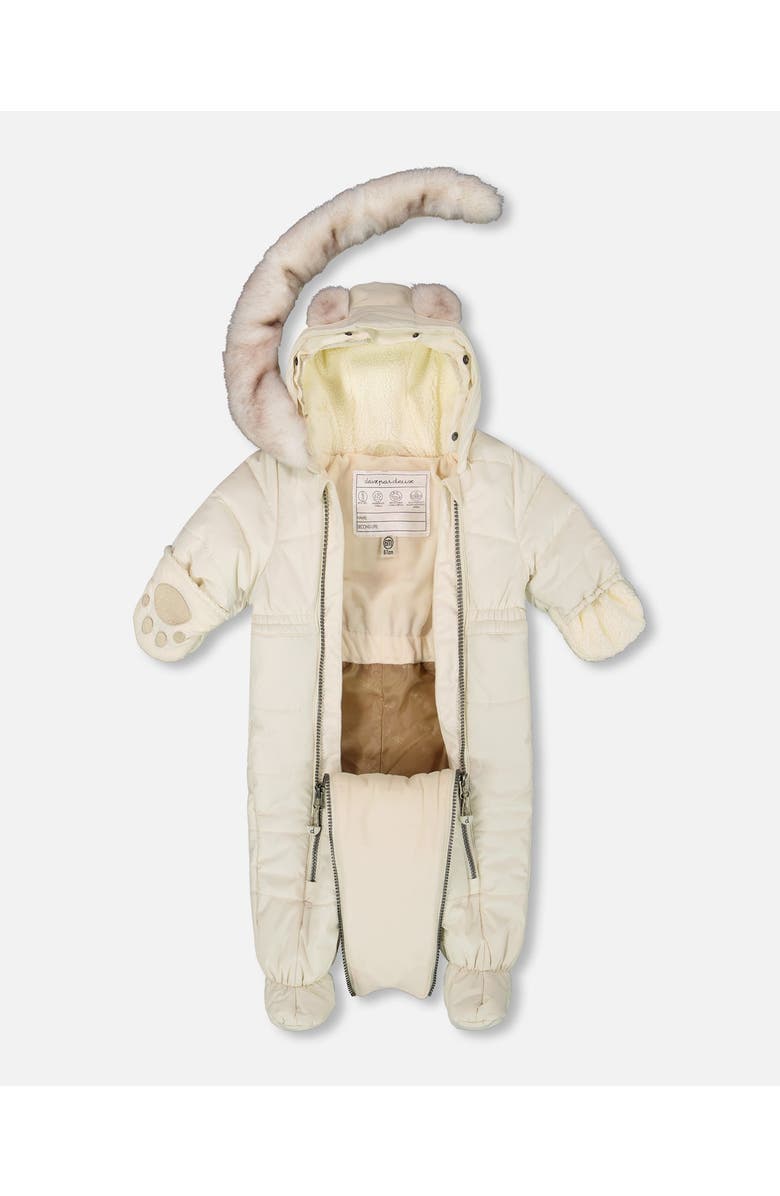 Deux par Deux Gender Inclusive One-Piece Layette Snowsuit Designed for Car Seat, Main, color, White Asparagus