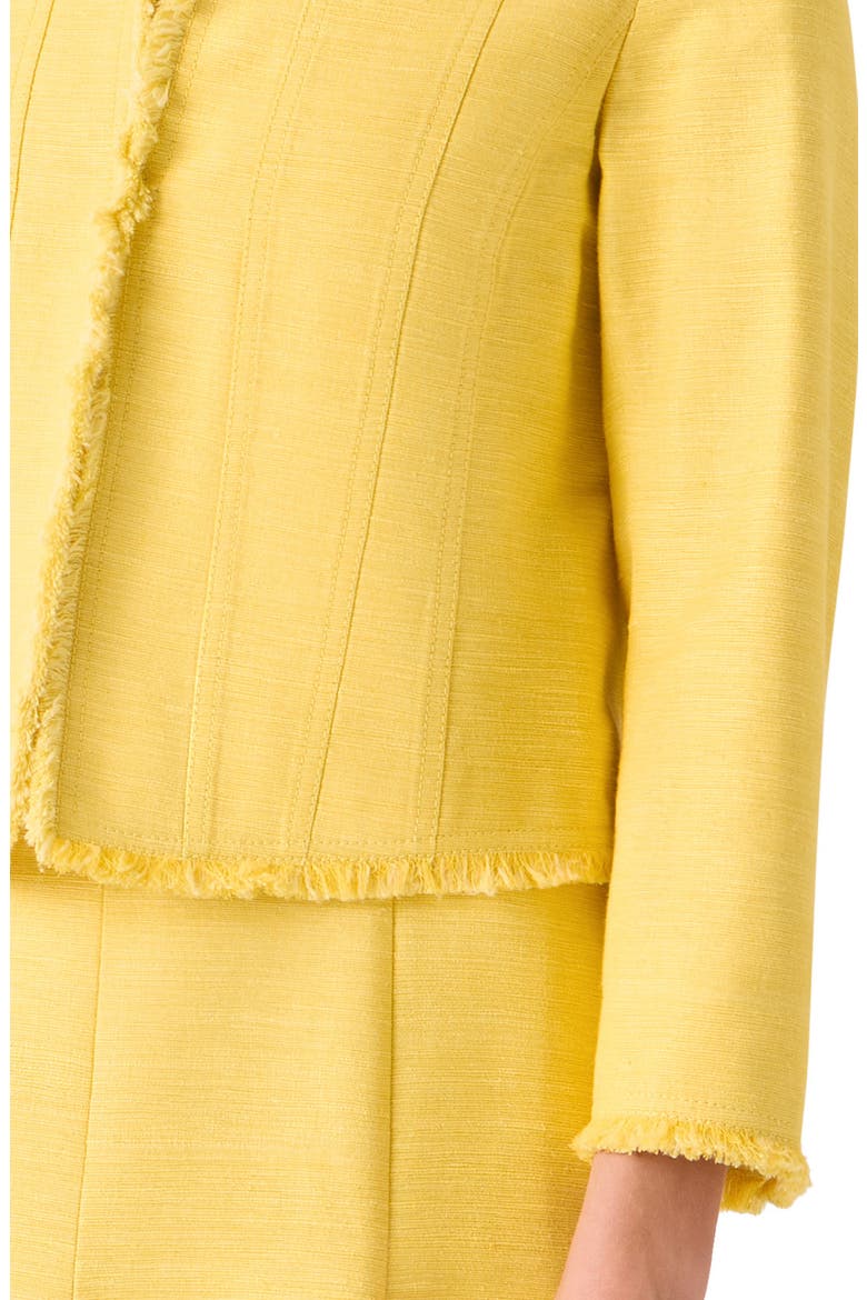 Crop Silk & Cotton Shantung Jacket, Alternate, color, LEMON ZING