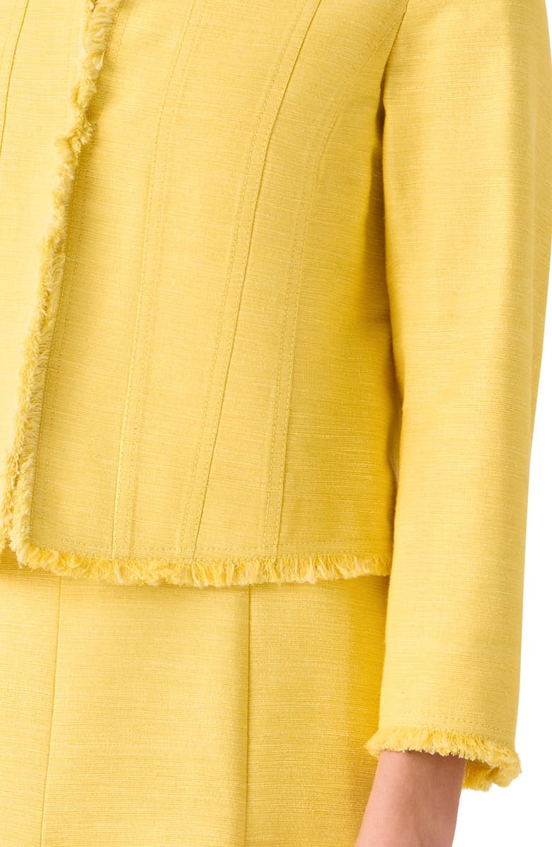 Akris punto Crop Silk & Cotton Shantung Jacket, Alternate, color, Lemon Zing