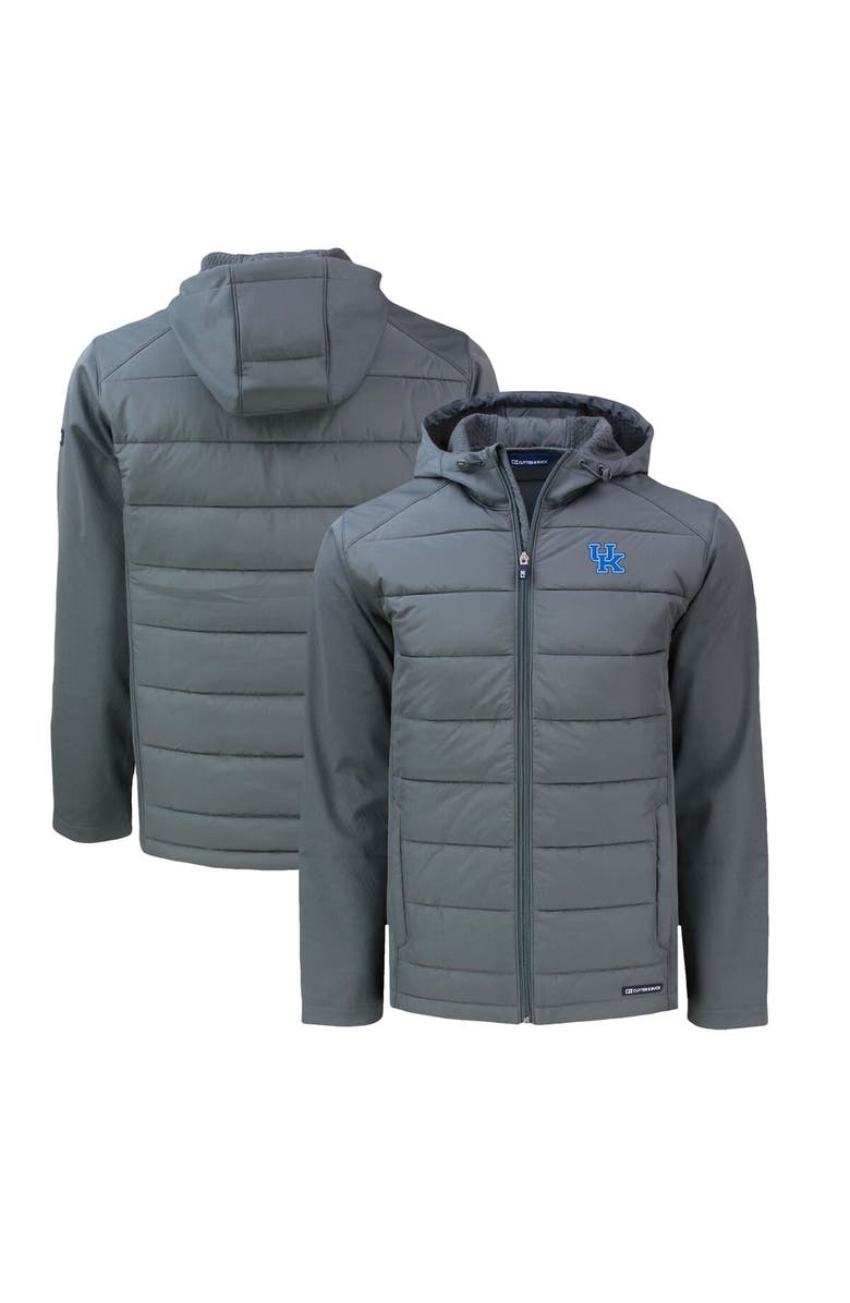 Cutter & Buck Men's Cutter & Buck Gray Kentucky Wildcats Big & Tall Evoke Hybrid Eco Softshell Recycled Full-Zip Hoodie, Main, color,